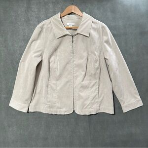 cj banks Cream Fine-Wale Corduroy Zip-Front Jacket